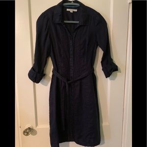 Boden Button Dress Linen Blue S Cute